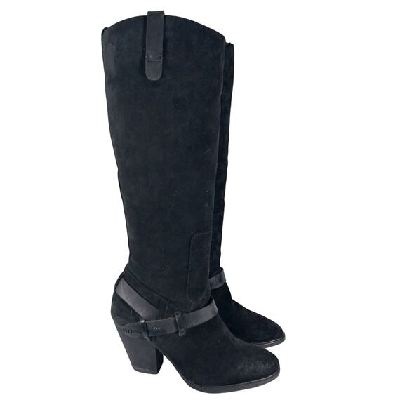 NWOT! DOLCE VITA! BLACK GENUINE SUEDE LEATHER WRAPPED ANKLE STRAP BOOTS! SZ 7.5M - Picture 1 of 13